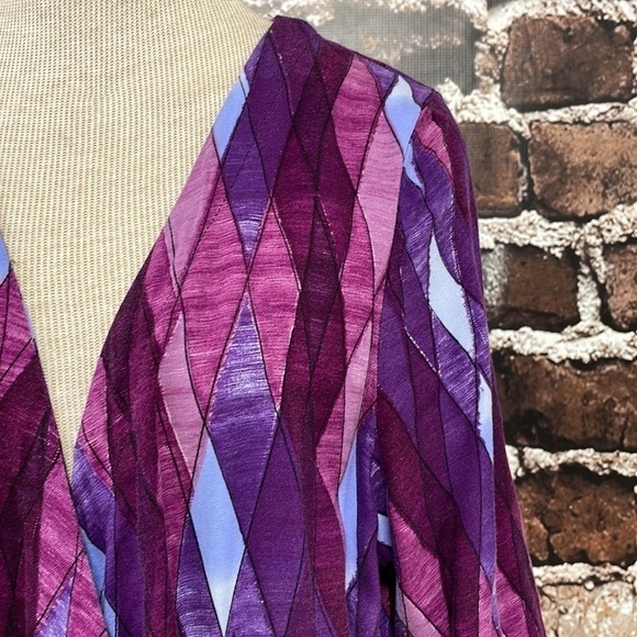 Some Days Lovin Dress Boho Diamond Print Purple Wrap Size XS - Picture 3 of 13